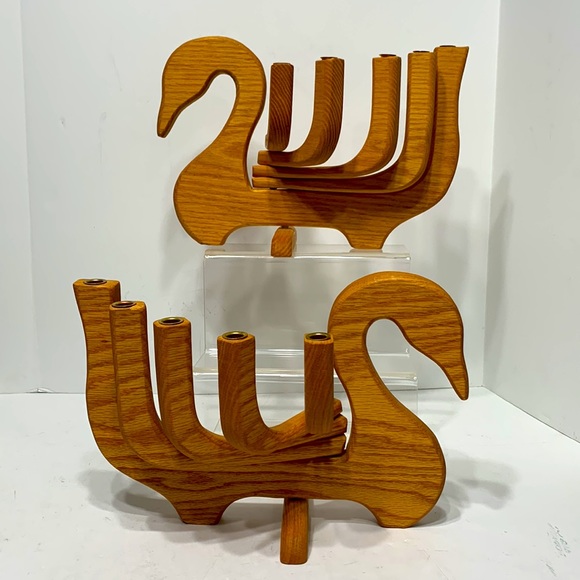 wooden swan candelabra vintage - Picture 4 of 16